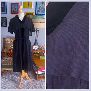 Vintage 1940s Dress | Pinstripe | Black Red | M L | 40s | 50s | a-line | Pinup